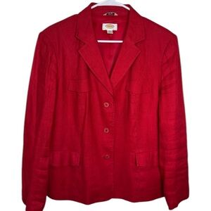 Talbots Red Women's Linen Blend Blazer Size 16 P